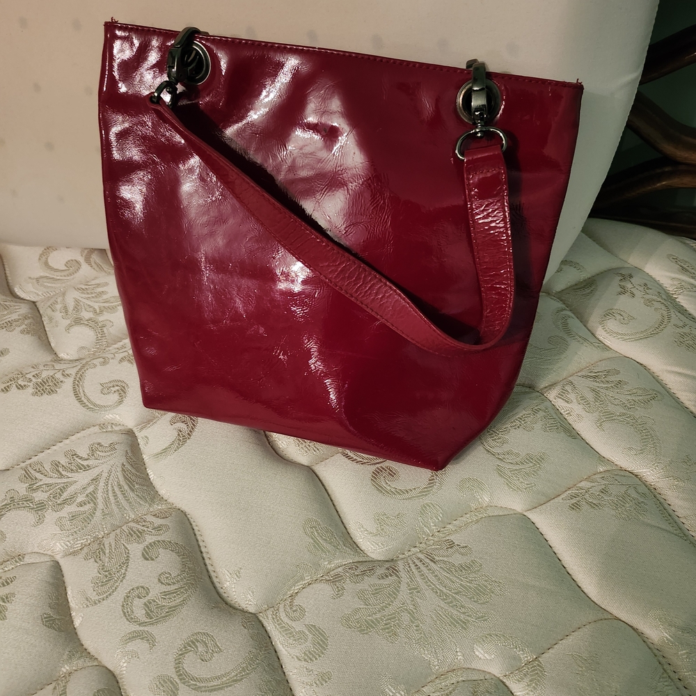 Red Patent Leather Tote Bag